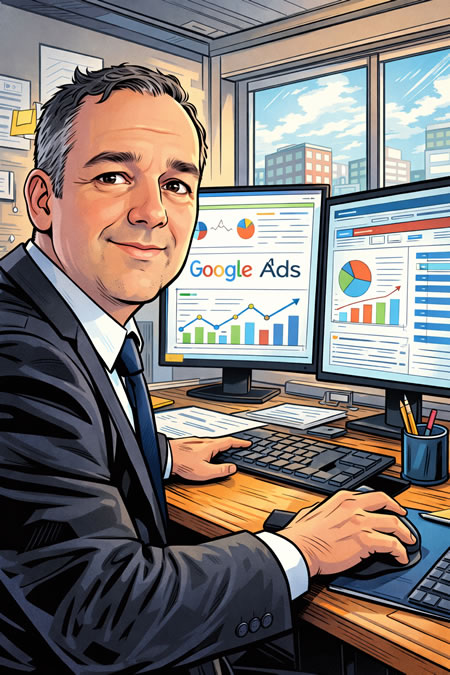 especialista sem y automatizaciones Jonathan Yuste caricatura