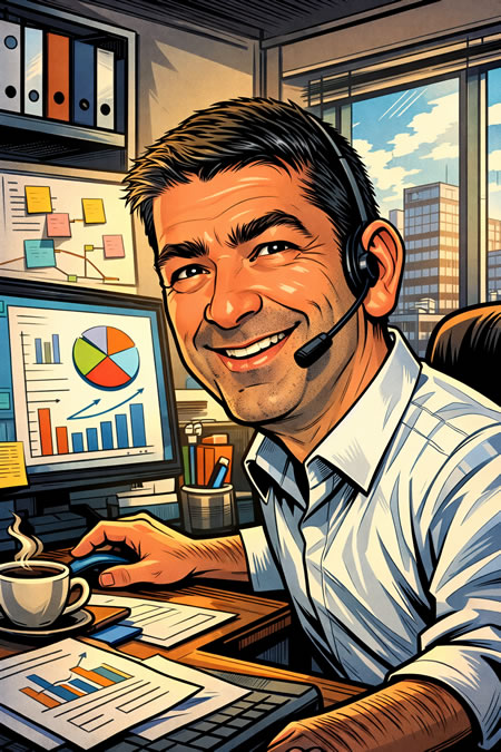 Franc Gayet especialista seo automatizaciones caricatura